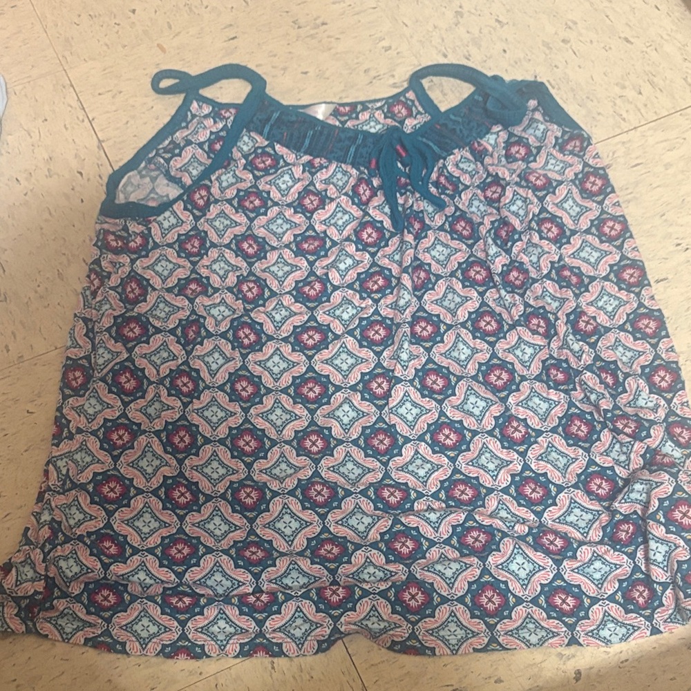 Secret Treasures Teal and White Floral Top and Pants